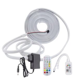 LED Neon Light Strip Dream Color RGB Changing Music Sound Sync Bluetooth Silicone Flexible LED Neon Rope Lights with Dimmable Remote Control USB DC 12V IP65 Waterproof Multicolor